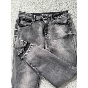 Judy Blue Skinny Fit Jeans Women's Size 16W Grey Wash Distressed Raw Hem 32x26